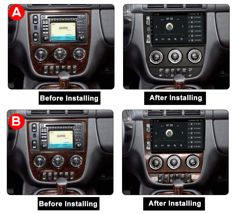 NaviFly NF Series Android 14 8G+256G 2K QLED screen CarPlay Auto DSP RDS 4GLte WIFI For Benz ML 350 (W163) 2001-2005 9inch