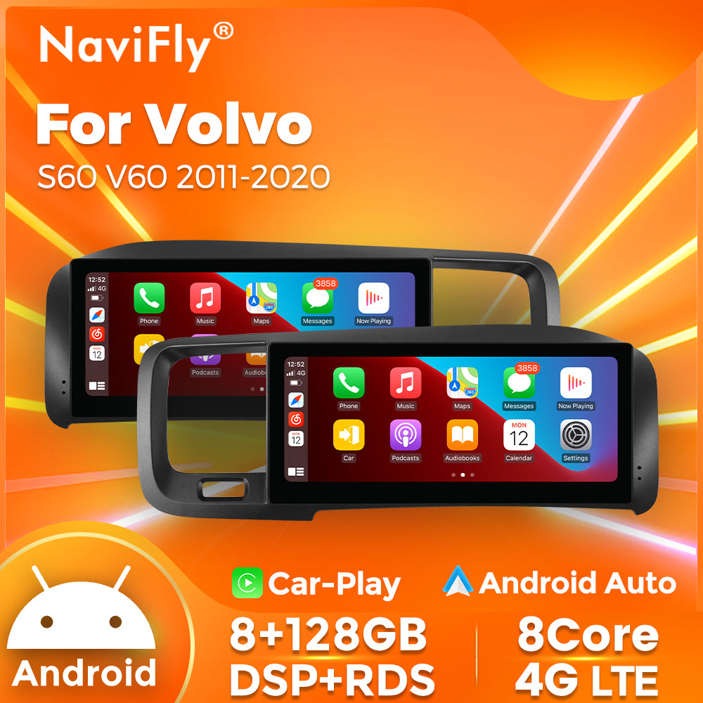Navifly MNB 8G+128G 8.8inch Car Stereo Radio DVD Player Autoradios Android Wifi GPS DSP FM 4G for Volvo S60 V60 2011-2020 Car-pay Auto
