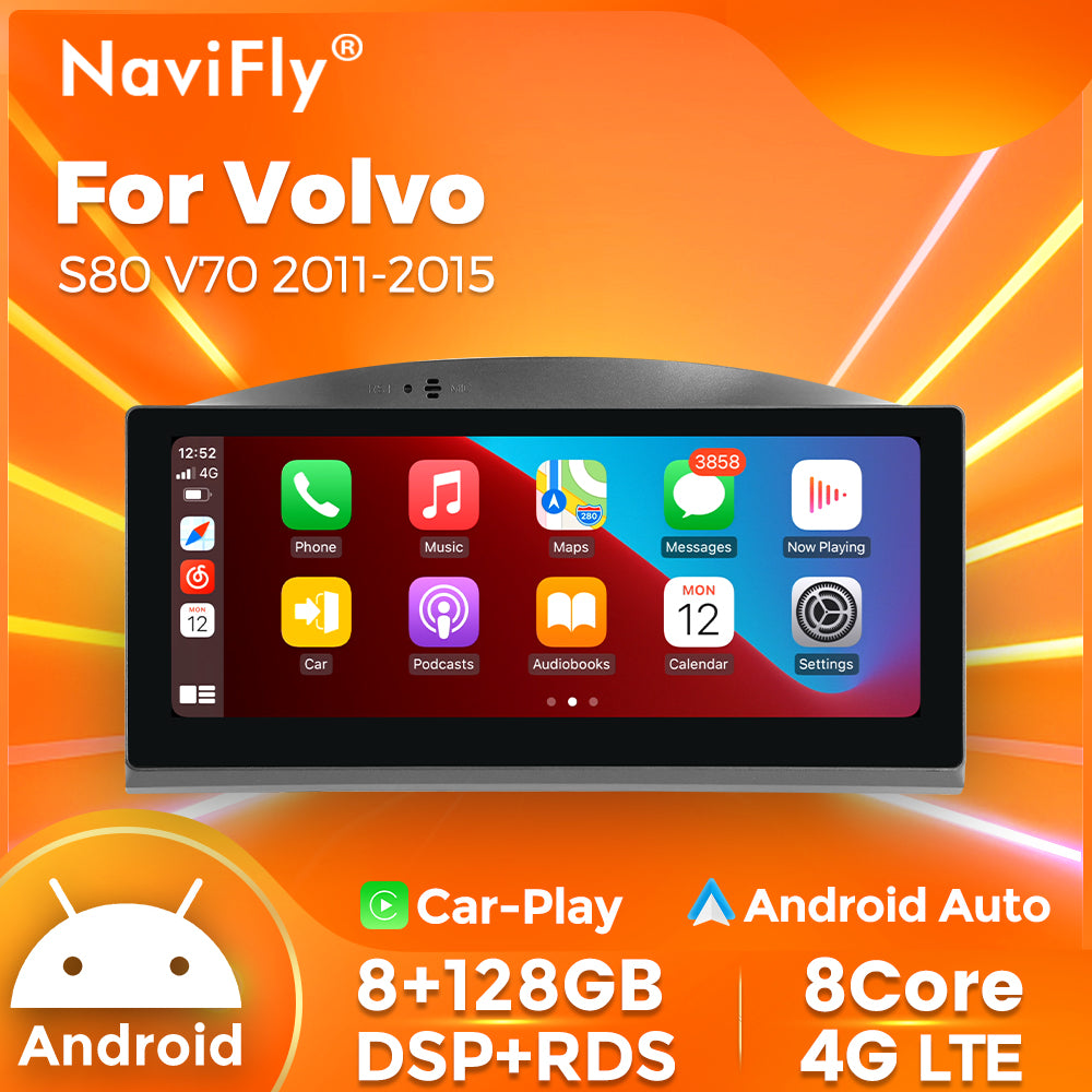 Navifly MNB 8G+128G 8.8inch Car Stereo Radio DVD Player Autoradios Android Wifi GPS DSP FM 4G for Volvo S80 V70 2011-2015 Car-pay Auto