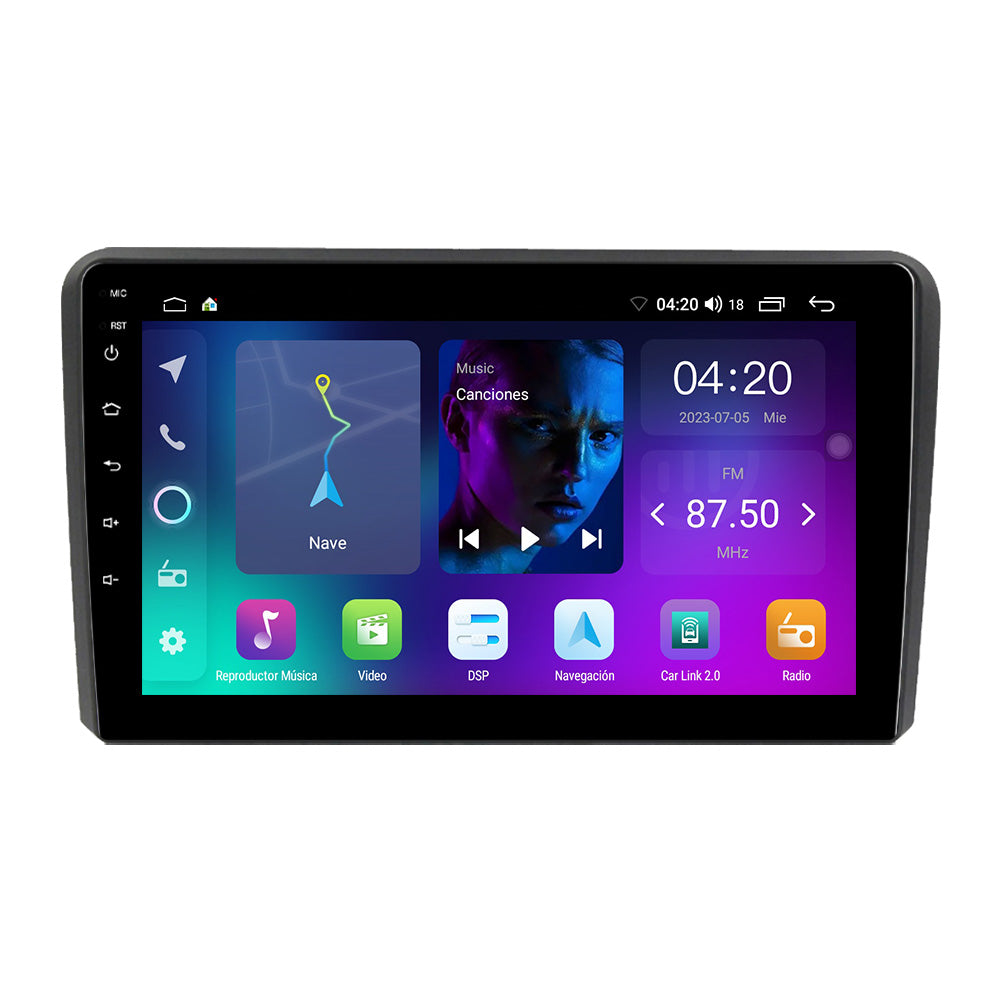 NaviFly NF Series Android 14 8G+256G 2K QLED screen CarPlay Auto DSP RDS 4GLte WIFI For Audi A3 9inch