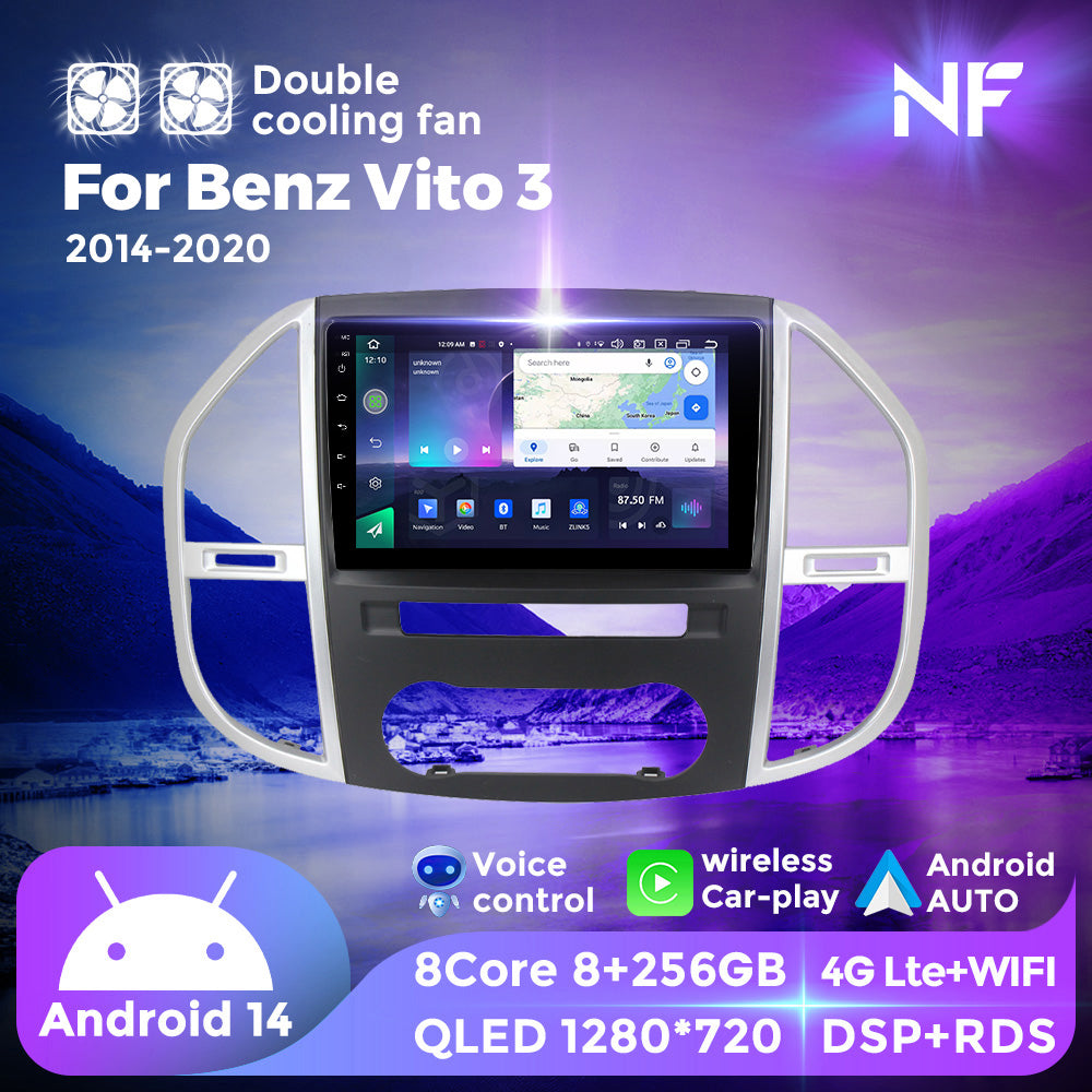 NaviFly NF Series Android 14 8G+256G 2K QLED screen CarPlay Auto DSP RDS 4GLte WIFI For Mercedes Benz Vito3 W44 2014-2020 10.36Inch