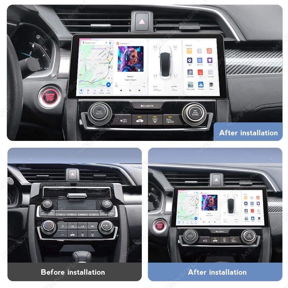 Navifly DUDU7 8core Car Audio Radio 12G+512G 10.33inch Multimedia Player 2k Screen Navigation Car-play Auto for HONDA Civic 2016-2021