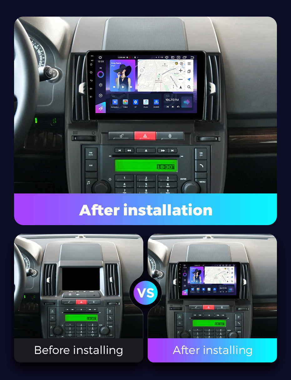 NaviFly NF Series Android 14 8G+256G 2K QLED screen CarPlay Auto DSP RDS 4GLte WIFI For Land Rover Freelander 2 2006-2012 9inch