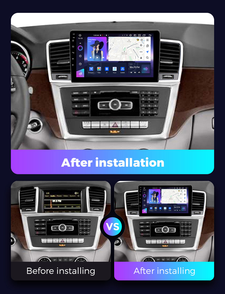 NaviFly NF Series Android 14 8G+256G 2K QLED screen CarPlay Auto DSP RDS 4GLte WIFI For Mercedes Benz M-Class W166 2011-2015 9.5Inch