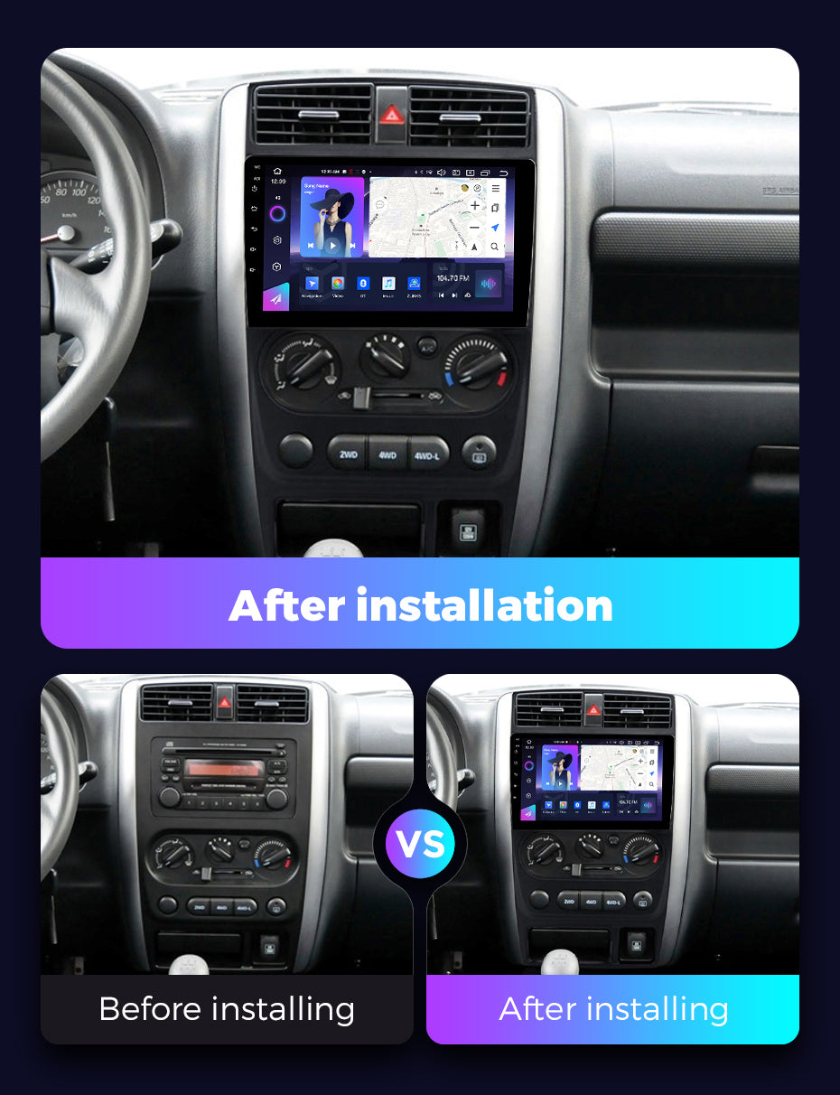 NaviFly NF Series Android 14 8G+256G 2K QLED screen CarPlay Auto DSP RDS 4GLte WIFI For Suzuki Jimny 2007-2012 9inch