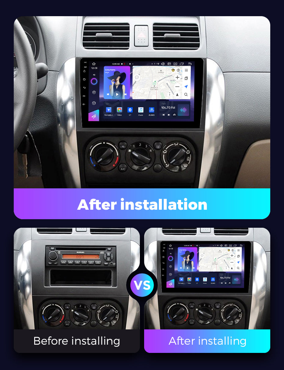 NaviFly NF Series Android 14 8G+256G 2K QLED screen CarPlay Auto DSP RDS 4GLte WIFI For Suzuki SX4 2006-2014 9inch