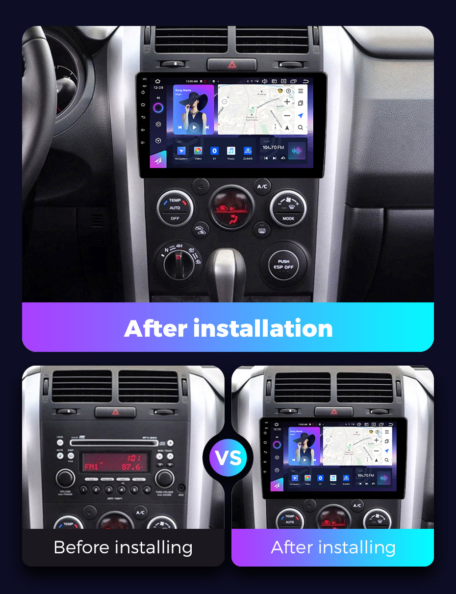 NaviFly NF Series Android 14 8G+256G 2K QLED screen CarPlay Auto DSP RDS 4GLte WIFI For Suzuki Vitara 2005-2015 9inch