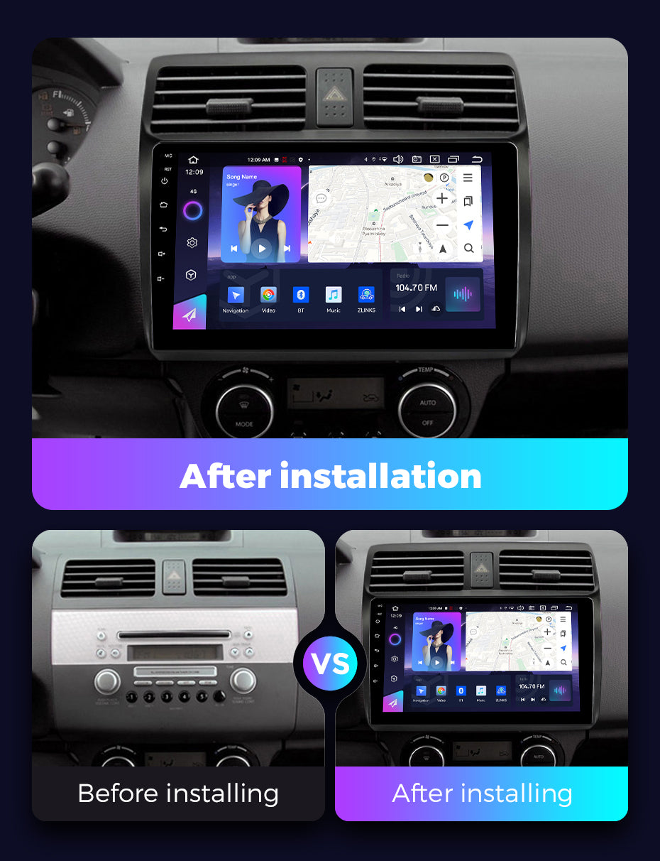 NaviFly NF Series Android 14 8G+256G 2K QLED screen CarPlay Auto DSP RDS 4GLte WIFI For Suzuki Swift 2003-2010 10inch