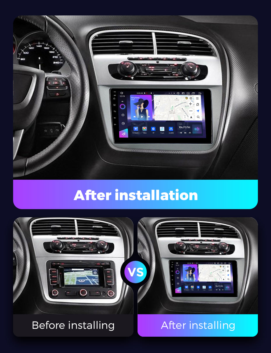 NaviFly NF Series Android 14 8G+256G 2K QLED screen CarPlay Auto DSP RDS 4GLte WIFI For Seat Altea 2004-2015 9inch