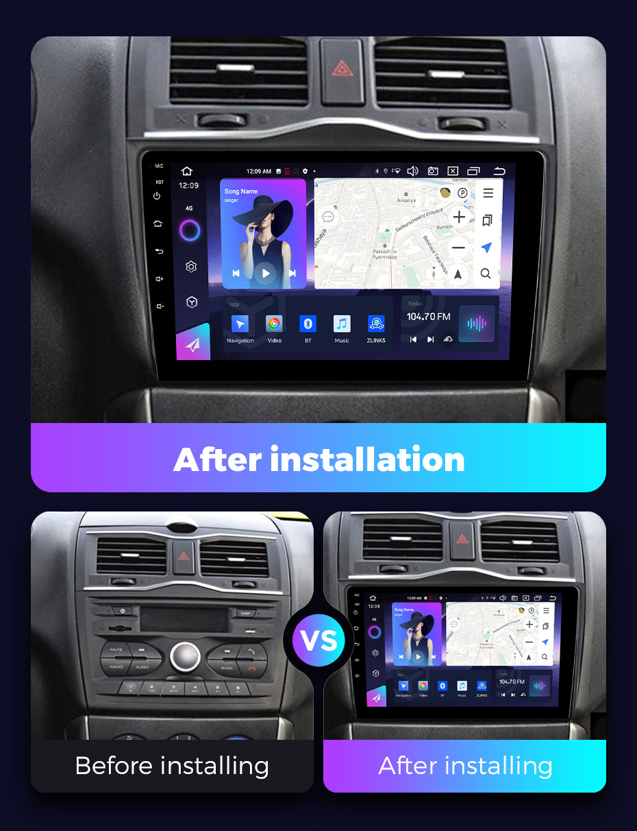 NaviFly NF Series Android 14 8G+256G 2K QLED screen CarPlay Auto DSP RDS 4GLte WIFI For LADA Granta 2018-2019 9inch