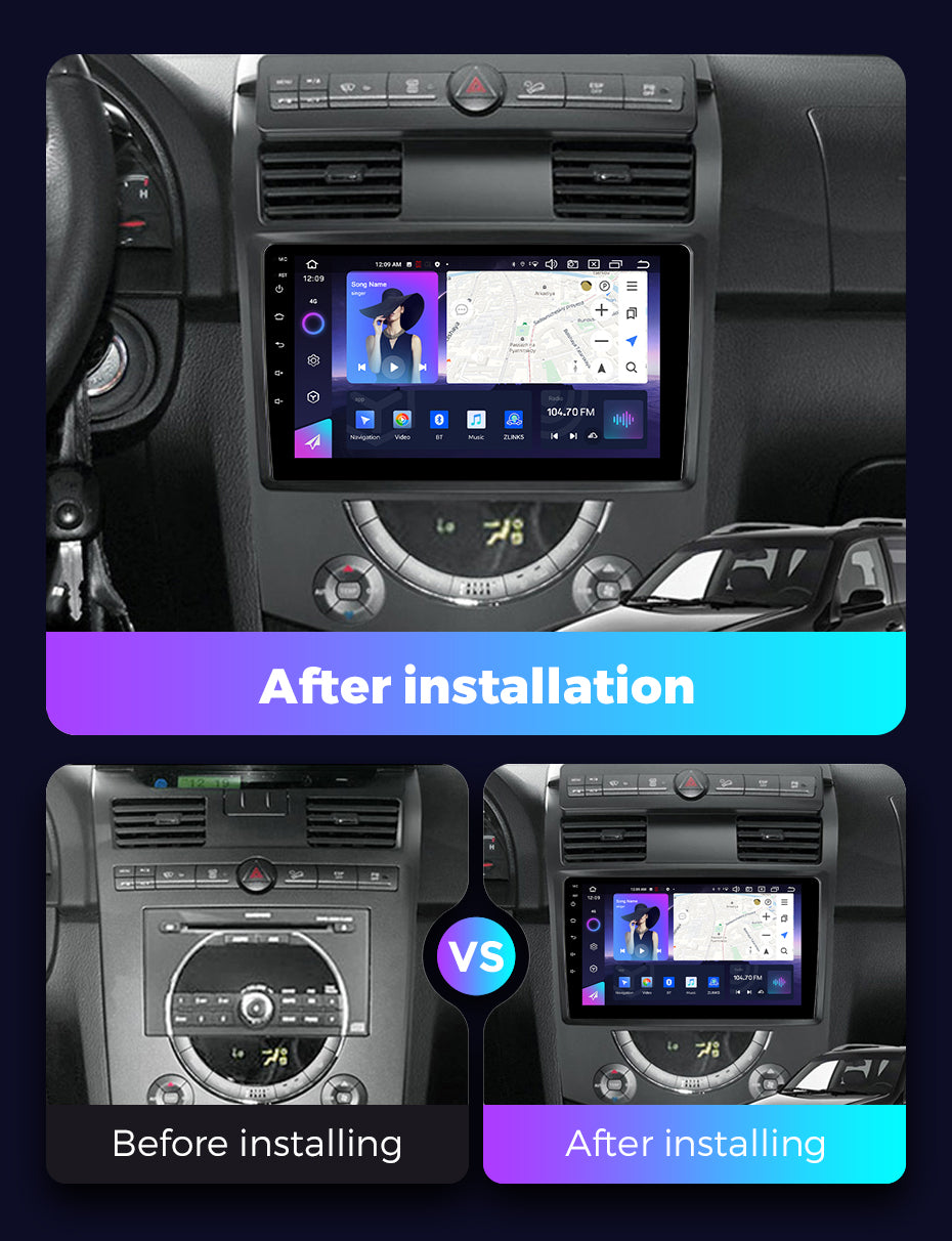 NaviFly NF Series Android 14 8G+256G 2K QLED screen CarPlay Auto DSP RDS 4GLte WIFI For Ssangyong Rexton 2006-2012 10inch