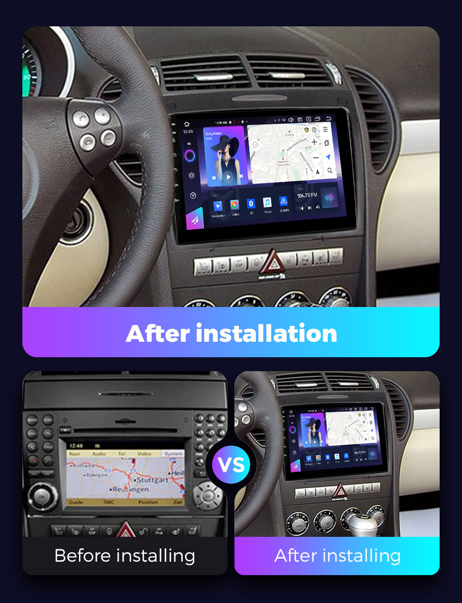 NaviFly NF Series Android 14 8G+256G 2K QLED screen CarPlay Auto DSP RDS 4GLte WIFI For Mercedes Benz SLK-Class 2004-2011 9.5Inch