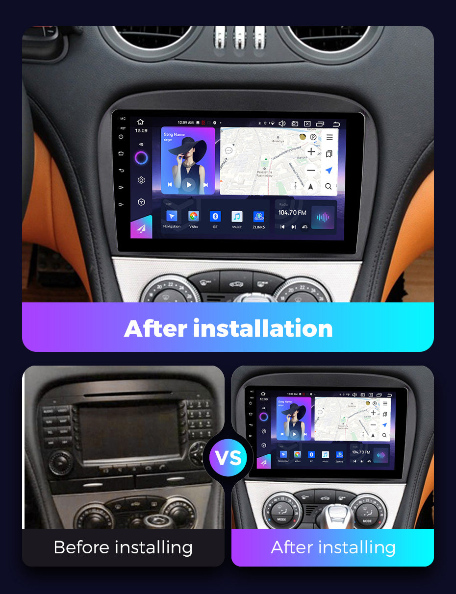 NaviFly NF Series Android 14 8G+256G 2K QLED screen CarPlay Auto DSP RDS 4GLte WIFI For Mercedes Benz SL 2001-2007 9.5Inch