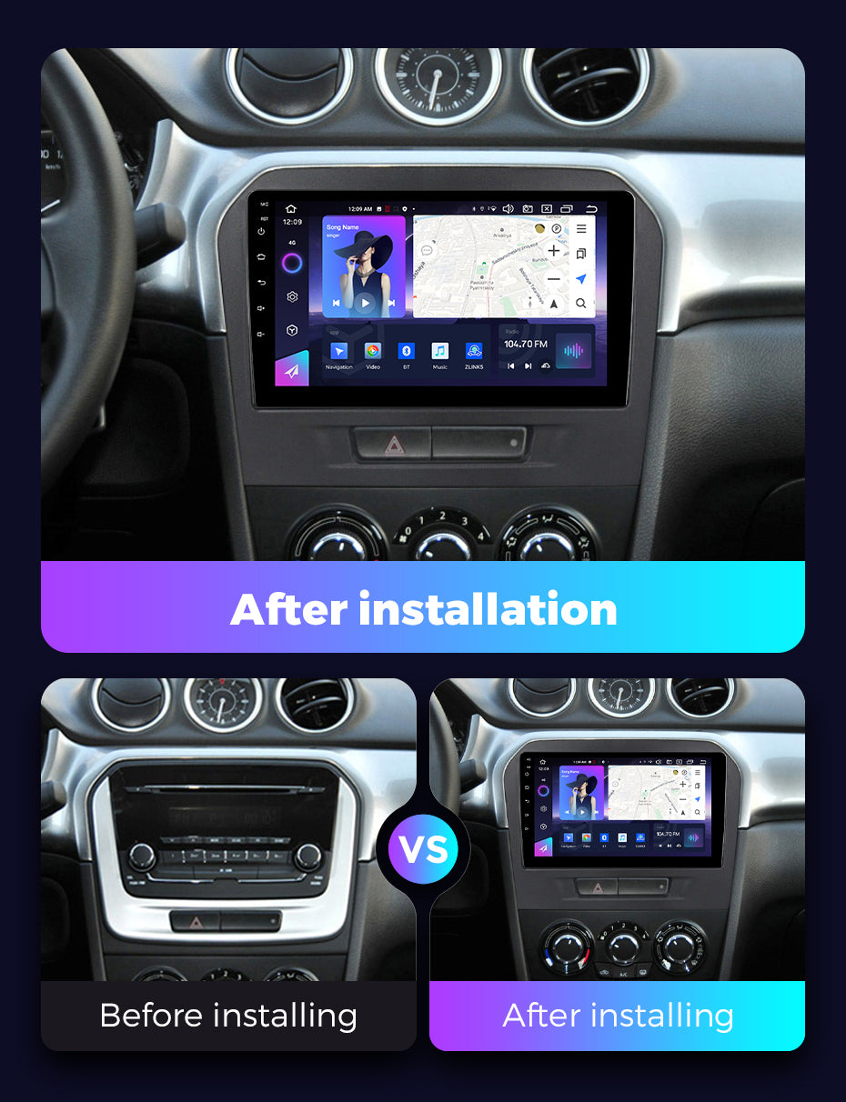 NaviFly NF Series Android 14 8G+256G 2K QLED screen CarPlay Auto DSP RDS 4GLte WIFI For Suzuki Vitara 2014-2018 9inch