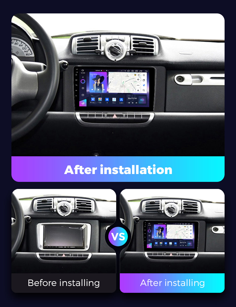 NaviFly NF Series Android 14 8G+256G 2K QLED screen CarPlay Auto DSP RDS 4GLte WIFI For Mercedes Benz Smart Fortwo 2011-2015 9.5Inch