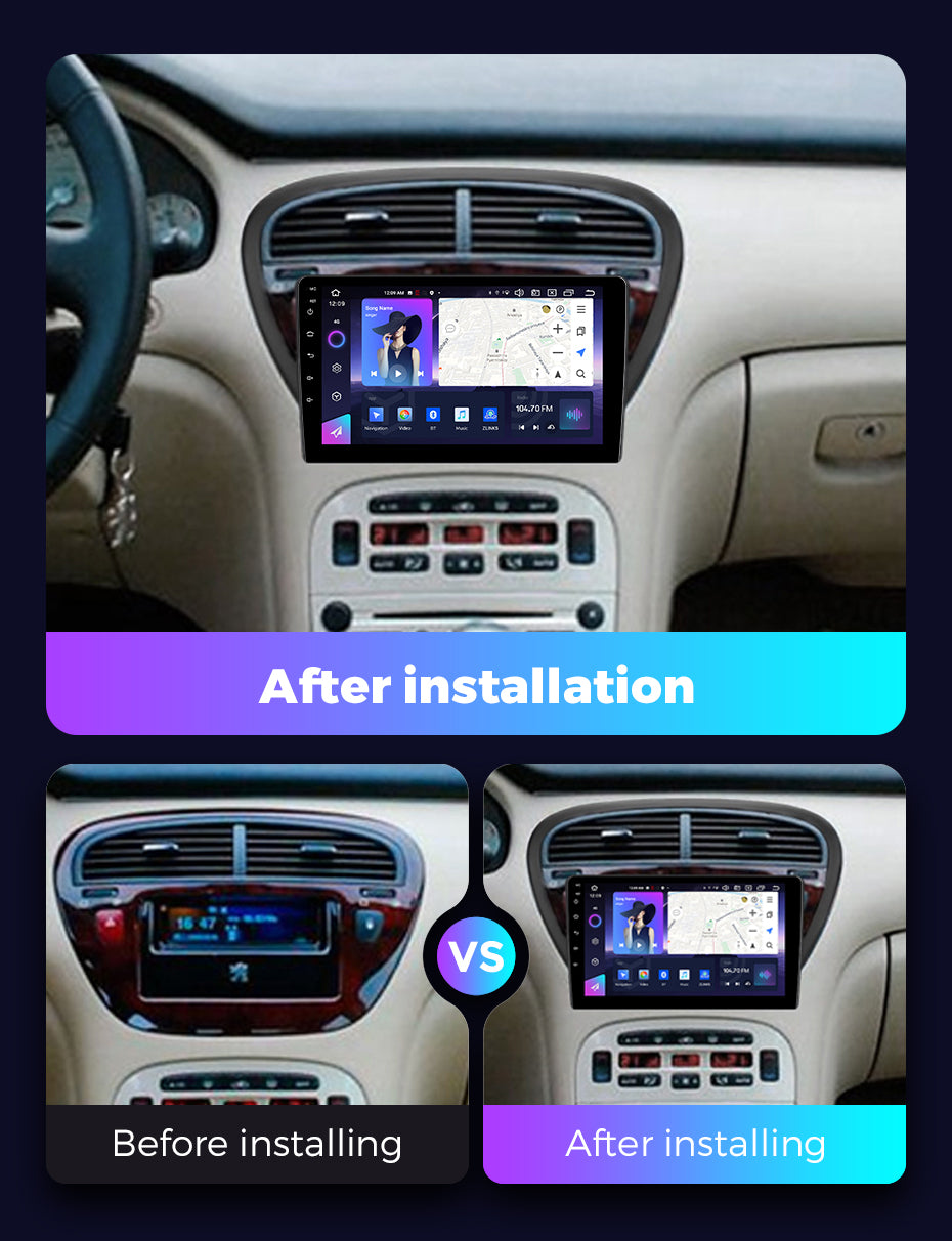 NaviFly NF Series Android 14 8G+256G 2K QLED screen CarPlay Auto DSP RDS 4GLte WIFI For Peugeot 607 2004-2010 9inch