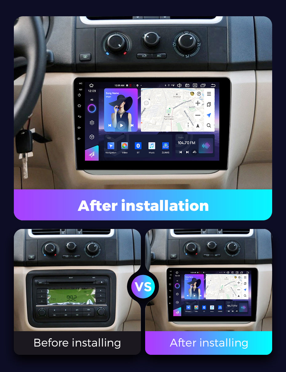 NaviFly NF Series Android 14 8G+256G 2K QLED screen CarPlay Auto DSP RDS 4GLte WIFI For Skoda Fabia 2007-2014 10inch