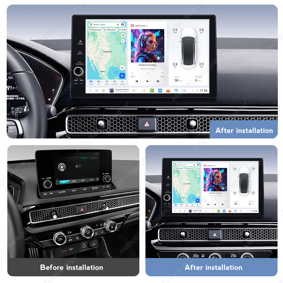 Navifly DUDU7 8core Car Audio Radio 12G+512G 11.5inch Multimedia Player 2k Screen Navigation Car-play Auto for HONDA Civic 2022 to Present