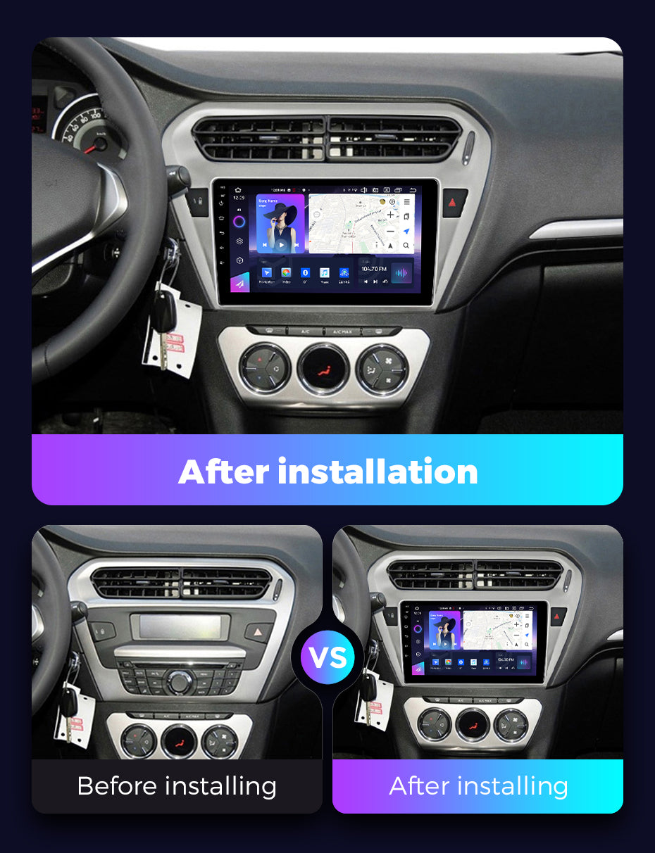 NaviFly NF Series Android 14 8G+256G 2K QLED screen CarPlay Auto DSP RDS 4GLte WIFI For Peugeot 301 2013-2016 9inch