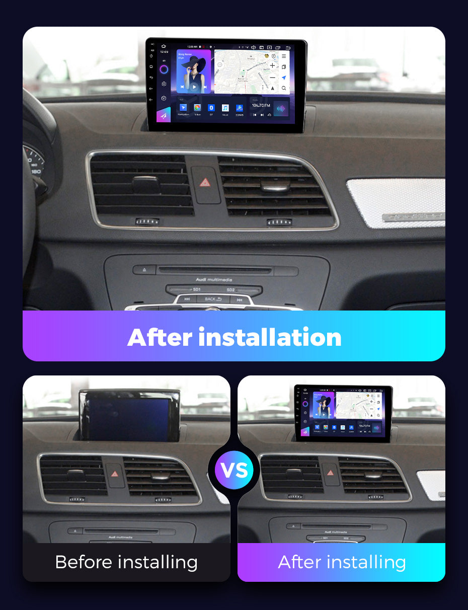 NaviFly NF Series Android 14 8G+256G 2K QLED screen CarPlay Auto DSP RDS 4GLte WIFI For Audi Q3 2013-2017 9inch