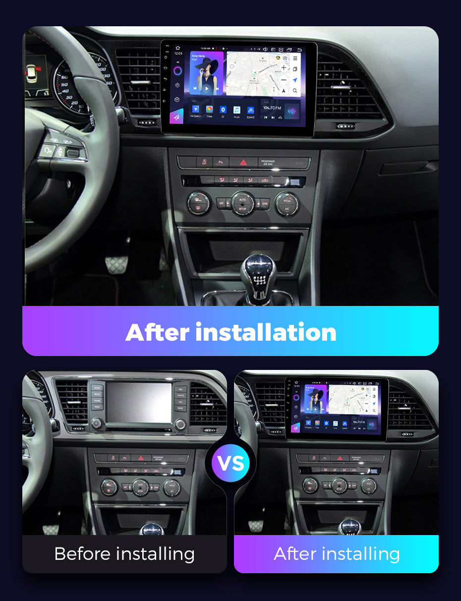 NaviFly NF Series Android 14 8G+256G 2K QLED screen CarPlay Auto DSP RDS 4GLte WIFI For Seat Leon 2012-2018 9inch