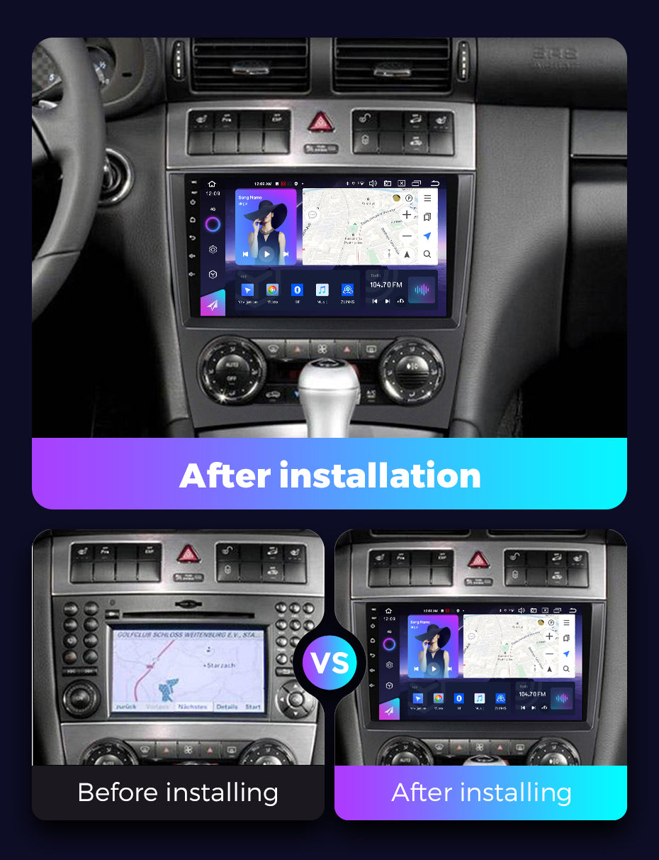 NaviFly NF Series Android 14 8G+256G 2K QLED screen CarPlay Auto DSP RDS 4GLte WIFI For Mercedes Benz W203 9.5Inch