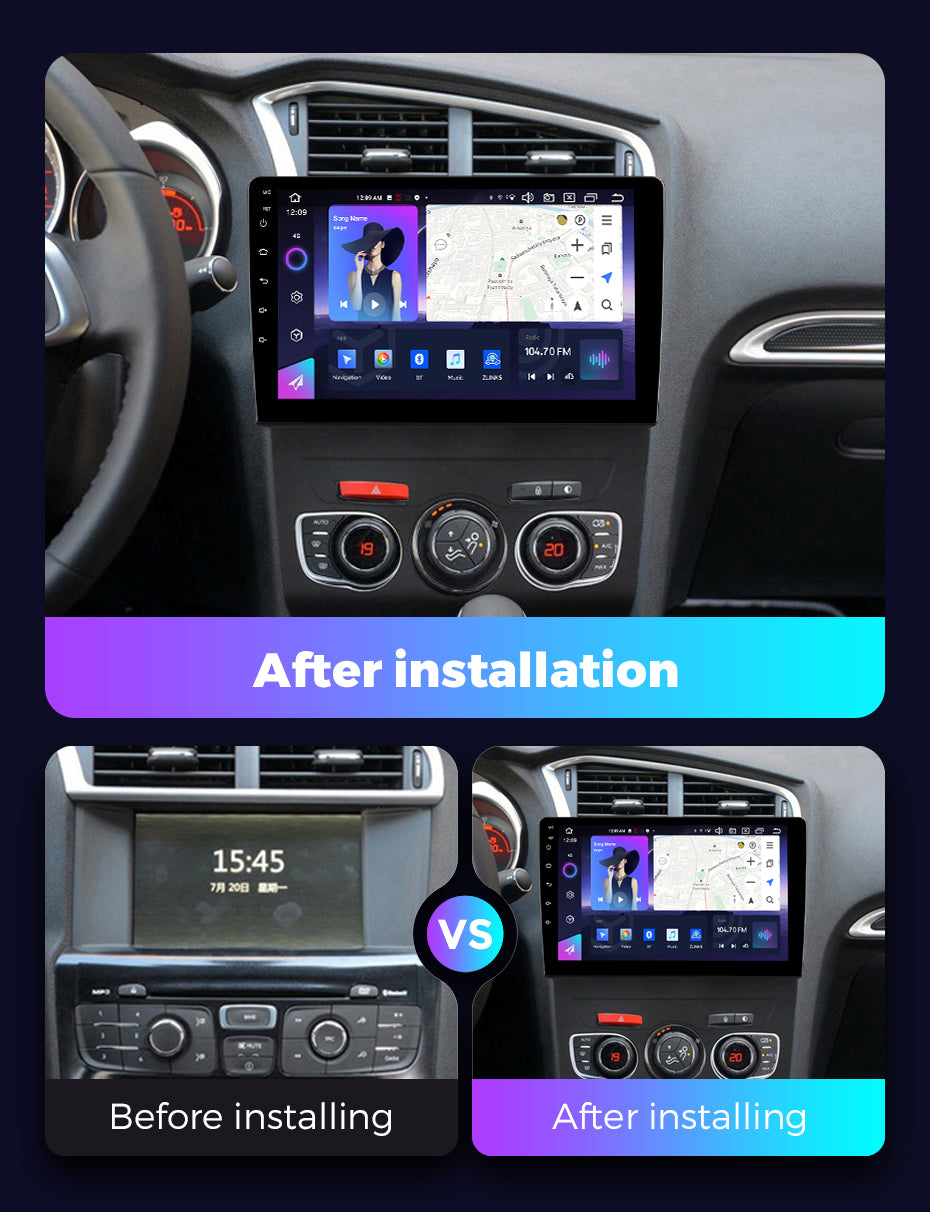 NaviFly NF Series Android 14 8G+256G 2K QLED screen CarPlay Auto DSP RDS 4GLte WIFI For Citroen C4L 2013-2016 10inch