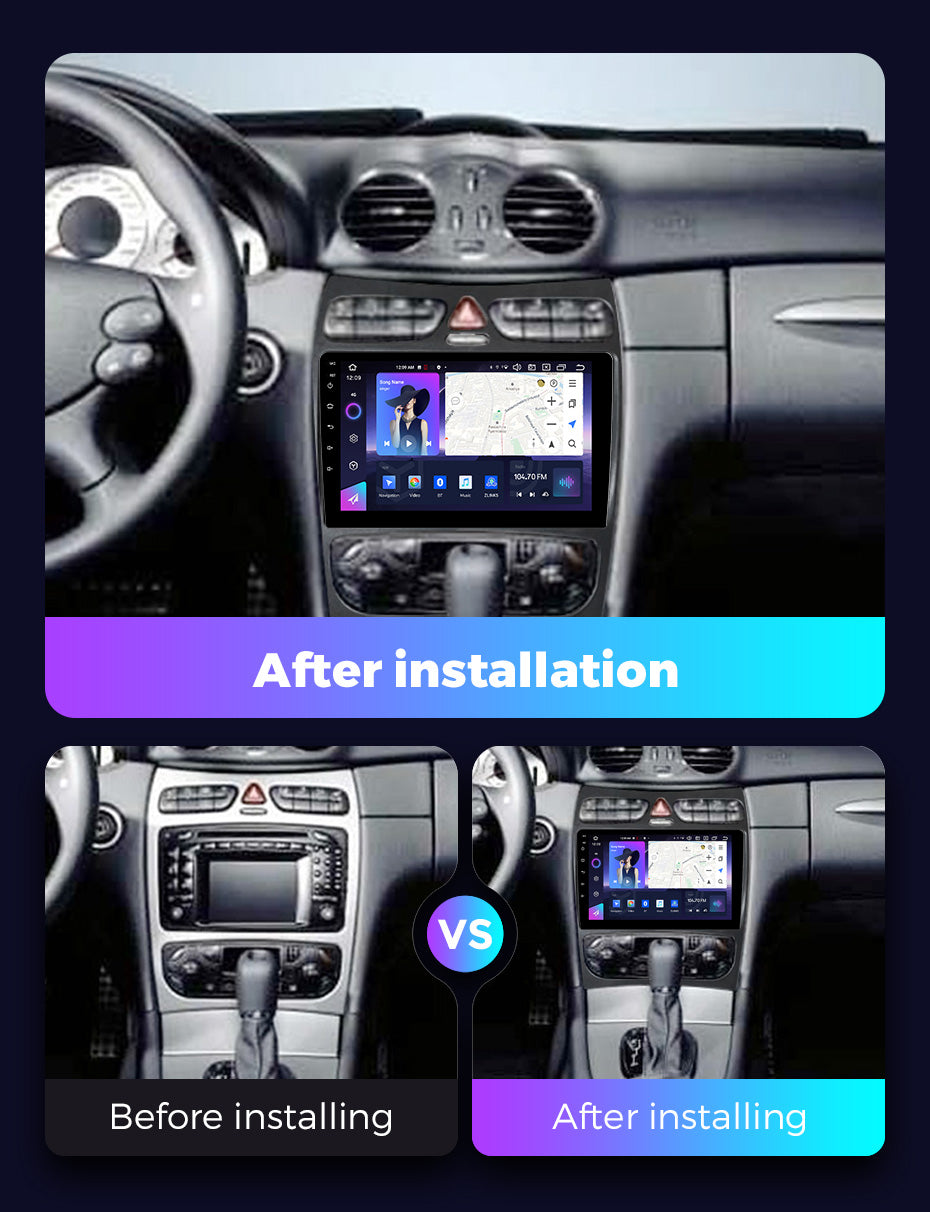 NaviFly NF Series Android 14 8G+256G 2K QLED screen CarPlay Auto DSP RDS 4GLte WIFI For Benz CLK 2002-2005 9inch