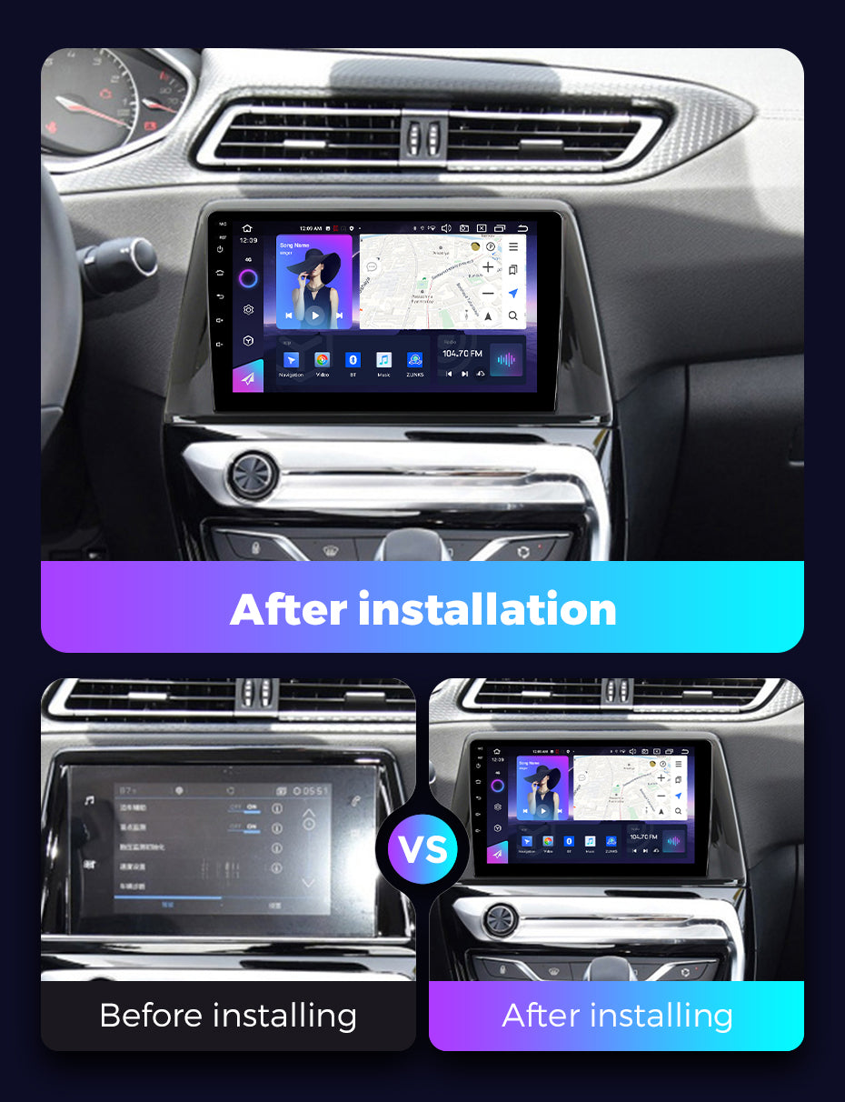 NaviFly NF Series Android 14 8G+256G 2K QLED screen CarPlay Auto DSP RDS 4GLte WIFI For Peugeot 308 2016-2018 9inch