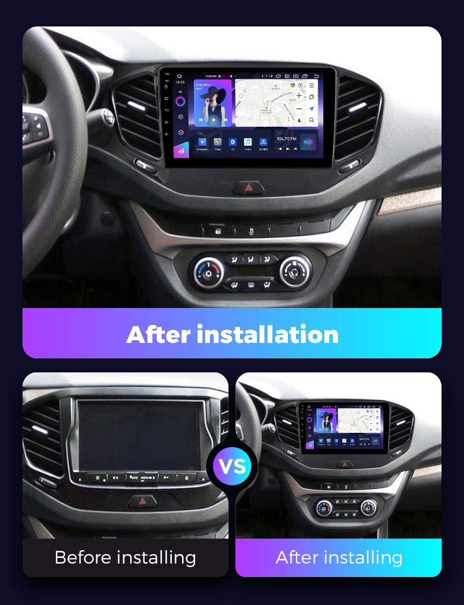 NaviFly NF Series Android 14 8G+256G 2K QLED screen CarPlay Auto DSP RDS 4GLte WIFI For LADA Vesta 2015-2020 9inch