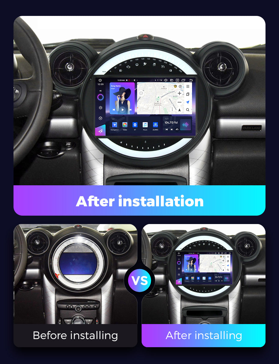 NaviFly NF Series Android 14 8G+256G 2K QLED screen CarPlay Auto DSP RDS 4GLte WIFI For BMW Mini 2010-2016 9inch