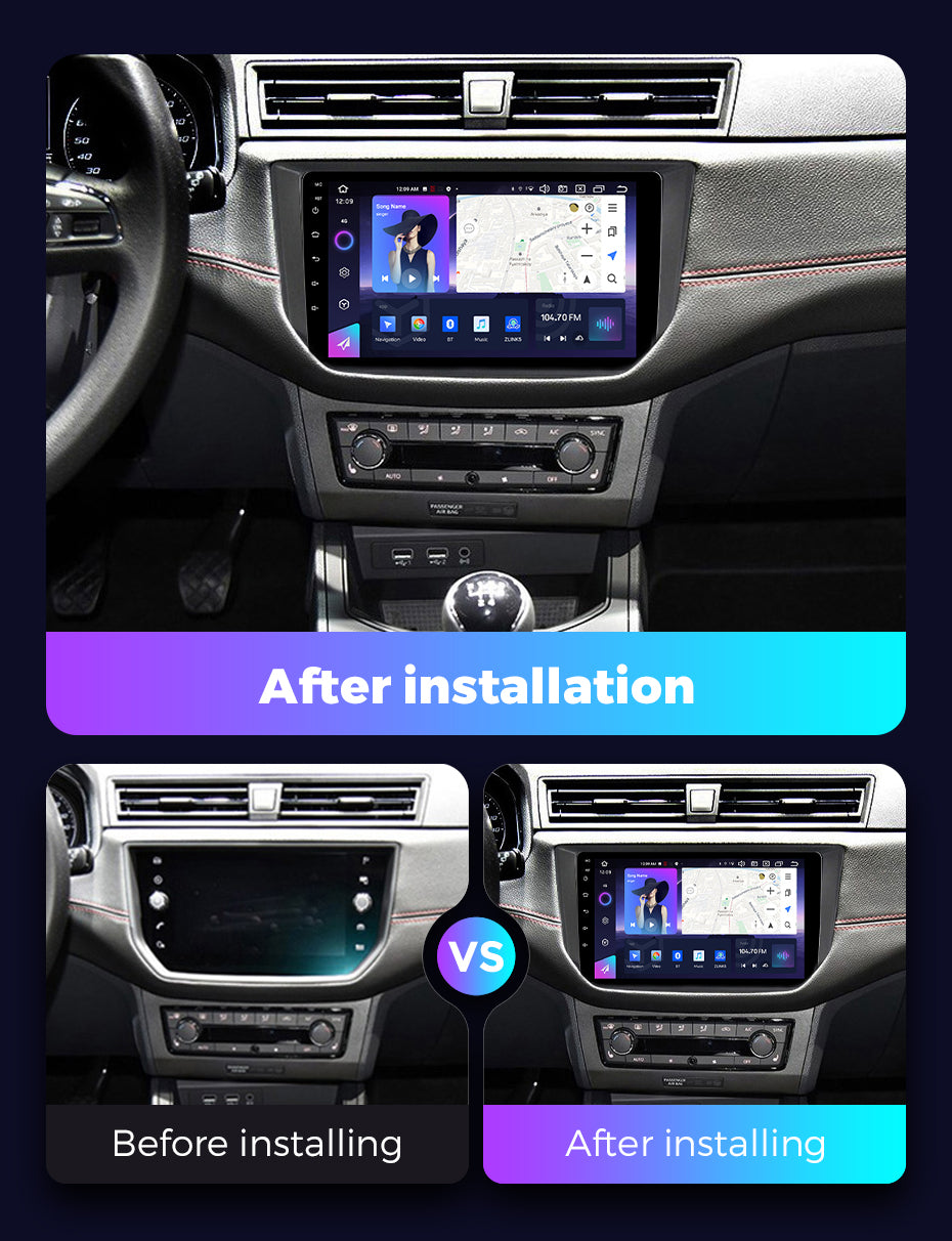 NaviFly NF Series Android 14 8G+256G 2K QLED screen CarPlay Auto DSP RDS 4GLte WIFI For Seat Ibiza 2017-2020 9inch