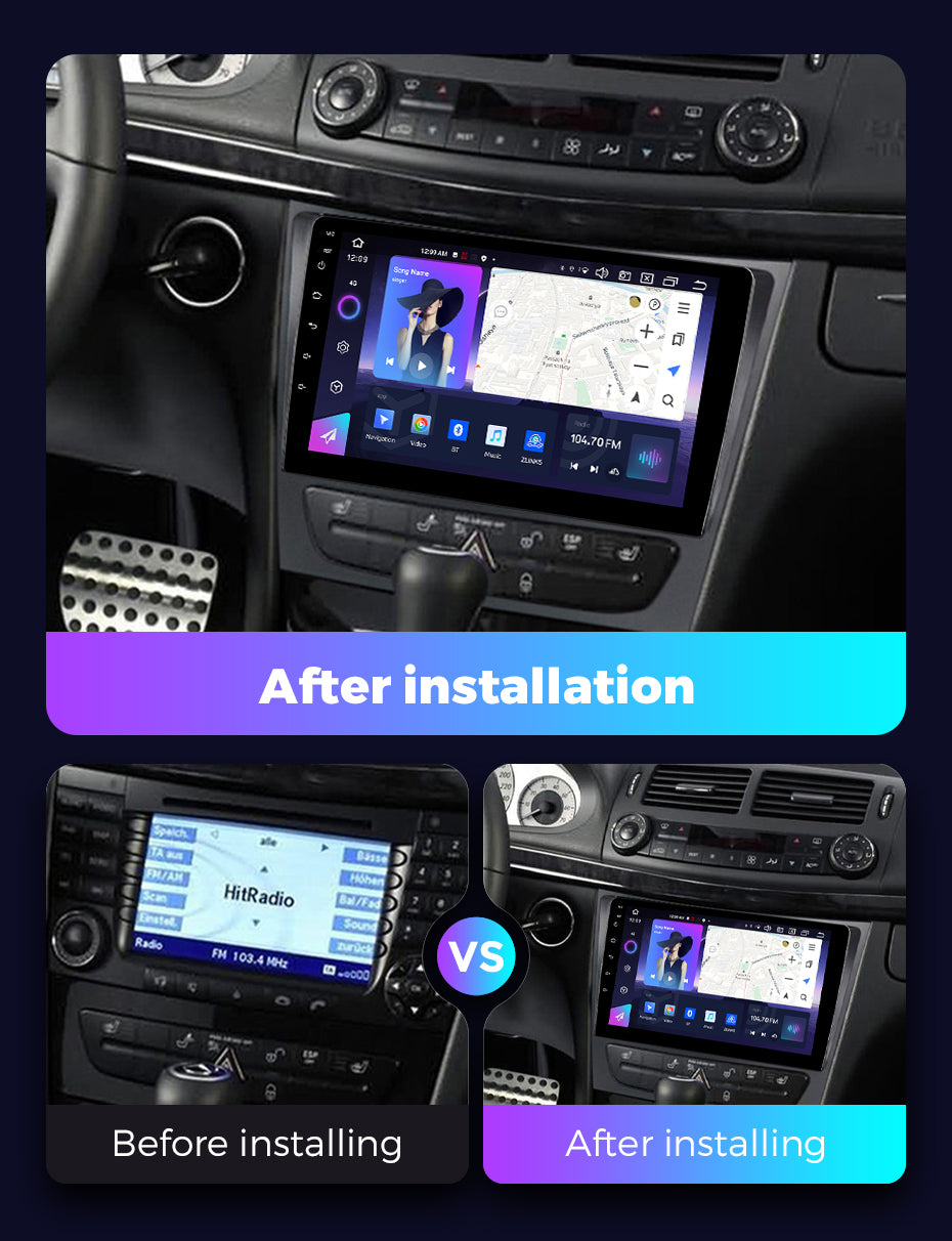 NaviFly NF Series Android 14 8G+256G 2K QLED screen CarPlay Auto DSP RDS 4GLte WIFI For Mercedes Benz W211 9.5Inch