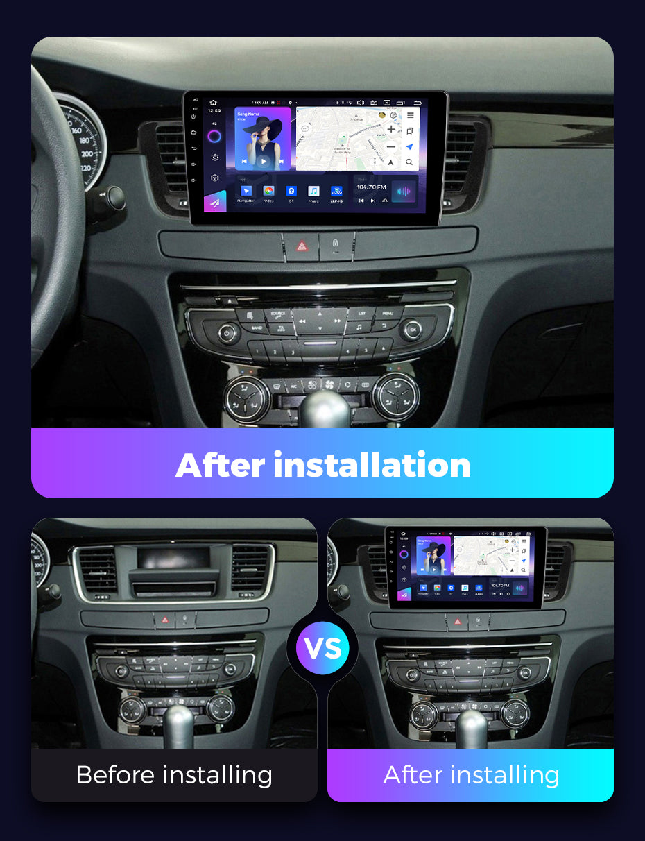 NaviFly NF Series Android 14 8G+256G 2K QLED screen CarPlay Auto DSP RDS 4GLte WIFI For Peugeot 508 9inch