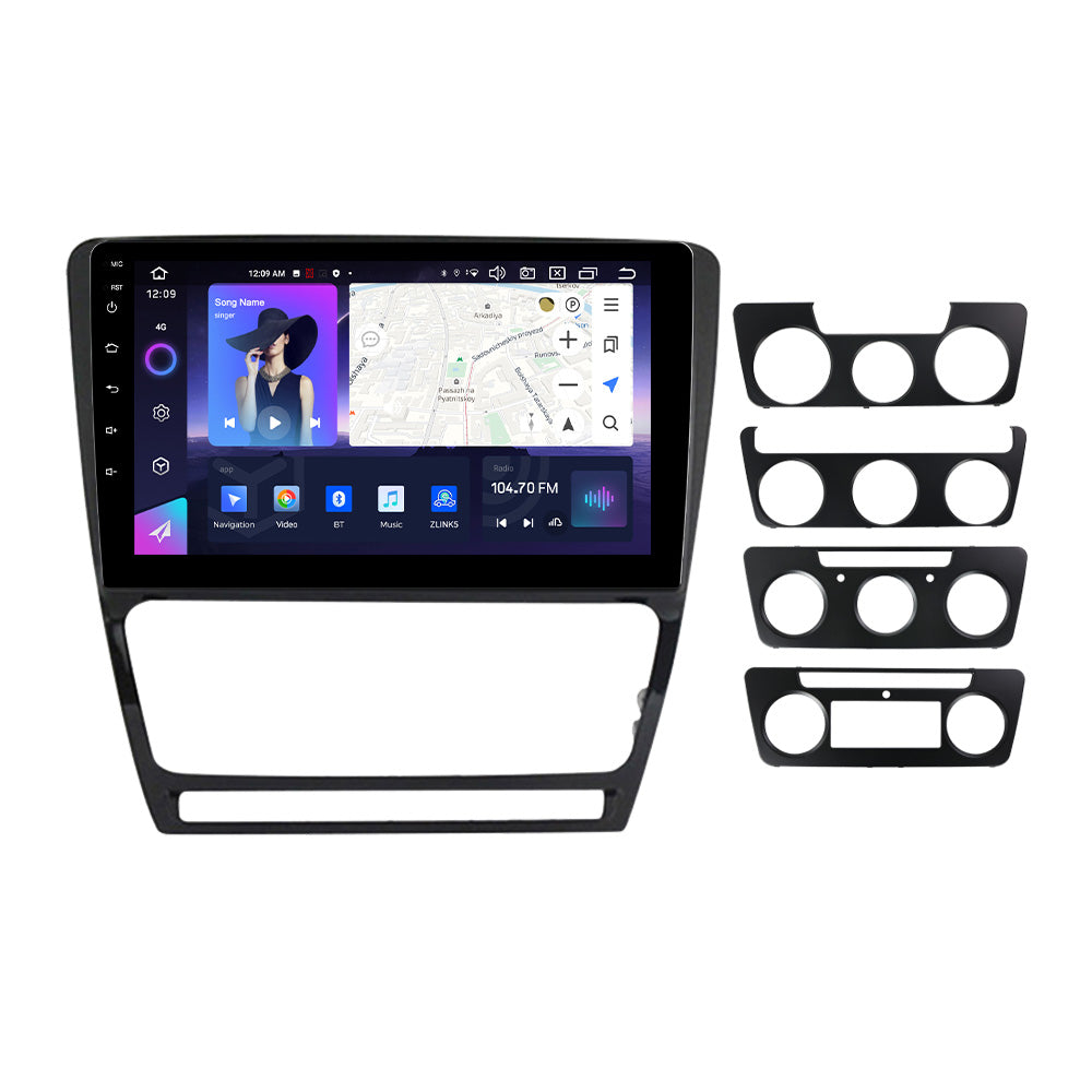 NaviFly NF Series Android 14 8G+256G 2K QLED screen CarPlay Auto DSP RDS 4GLte WIFI For Skoda Octavia 2008-2013 10inch Silver Black