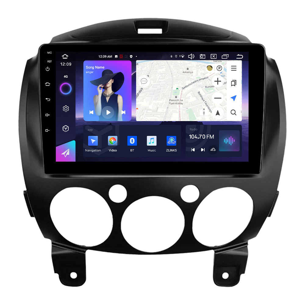 NaviFly NF Series Android 14 8G+256G 2K QLED screen CarPlay Auto DSP RDS 4GLte WIFI For Mazda 2 2007-2014 9inch