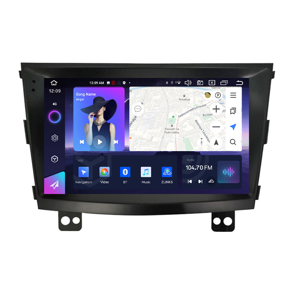 NaviFly NF Series Android 14 8G+256G 2K QLED screen CarPlay Auto DSP RDS 4GLte WIFI For Ssangyong Tivolan 2014-2017 9inch