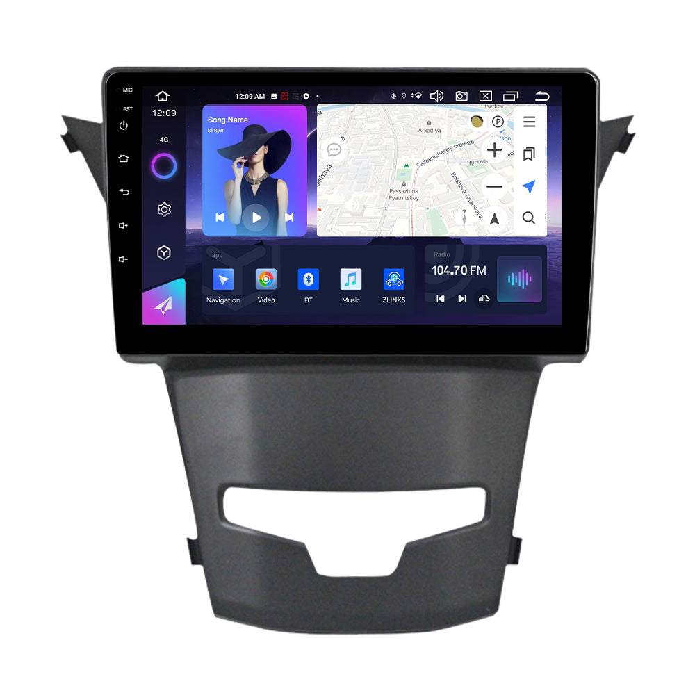 NaviFly NF Series Android 14 8G+256G 2K QLED screen CarPlay Auto DSP RDS 4GLte WIFI For Ssangyong Actyon 2013-2017 9inch
