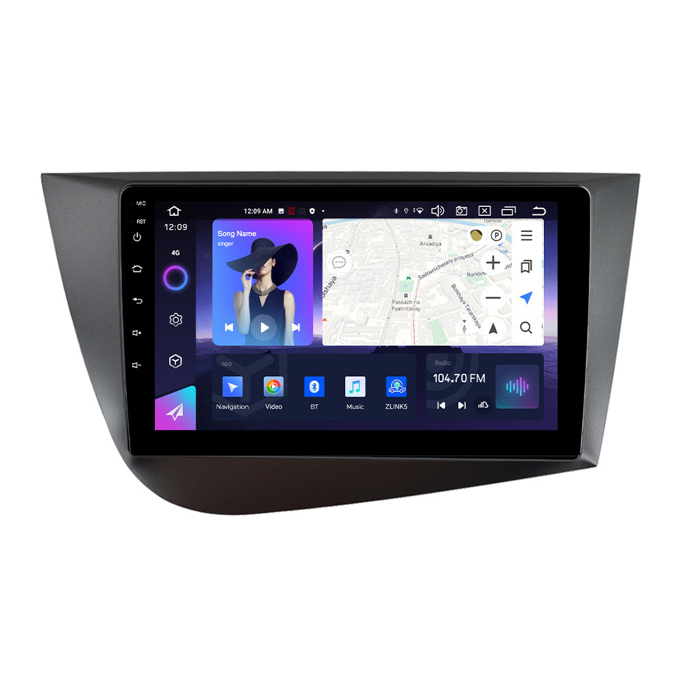 NaviFly NF Series Android 14 8G+256G 2K QLED screen CarPlay Auto DSP RDS 4GLte WIFI For Seat Leon 2005-2012 9inch