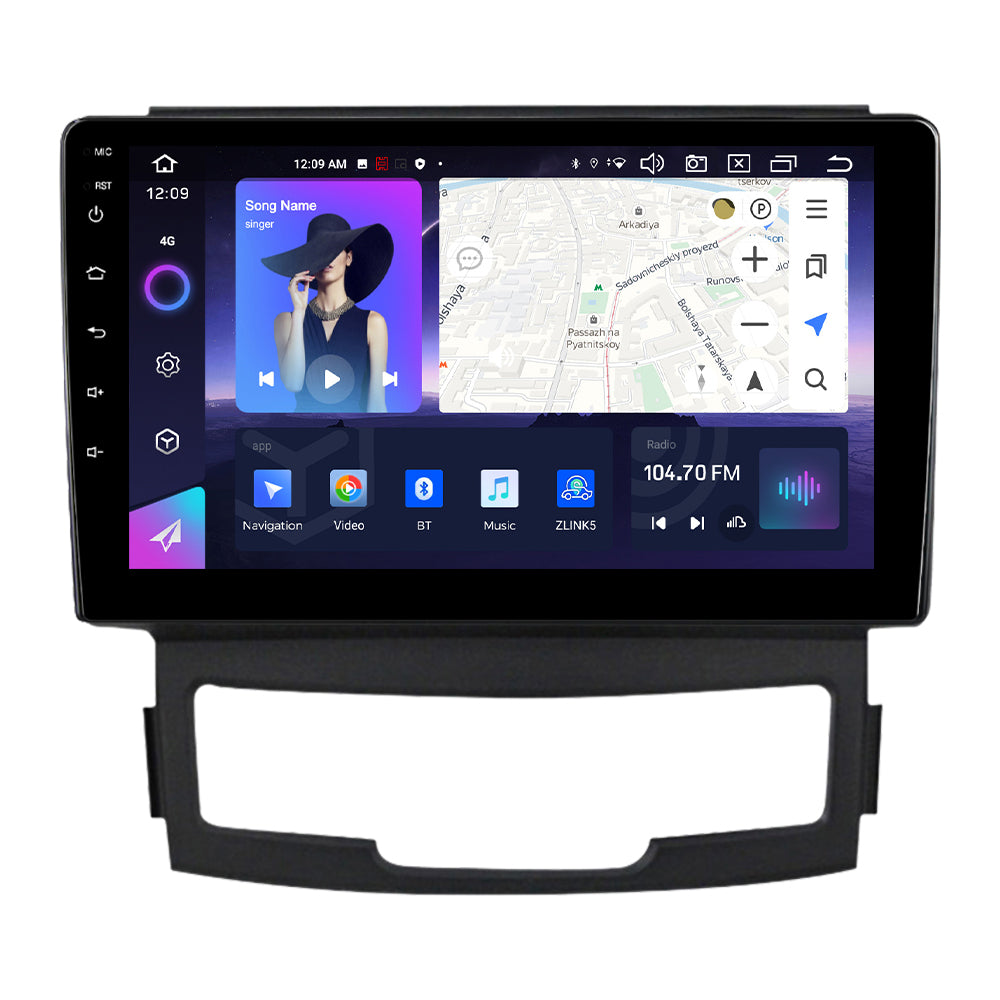 NaviFly NF Series Android 14 8G+256G 2K QLED screen CarPlay Auto DSP RDS 4GLte WIFI For Ssangyong Korando 2010-2013 9inch