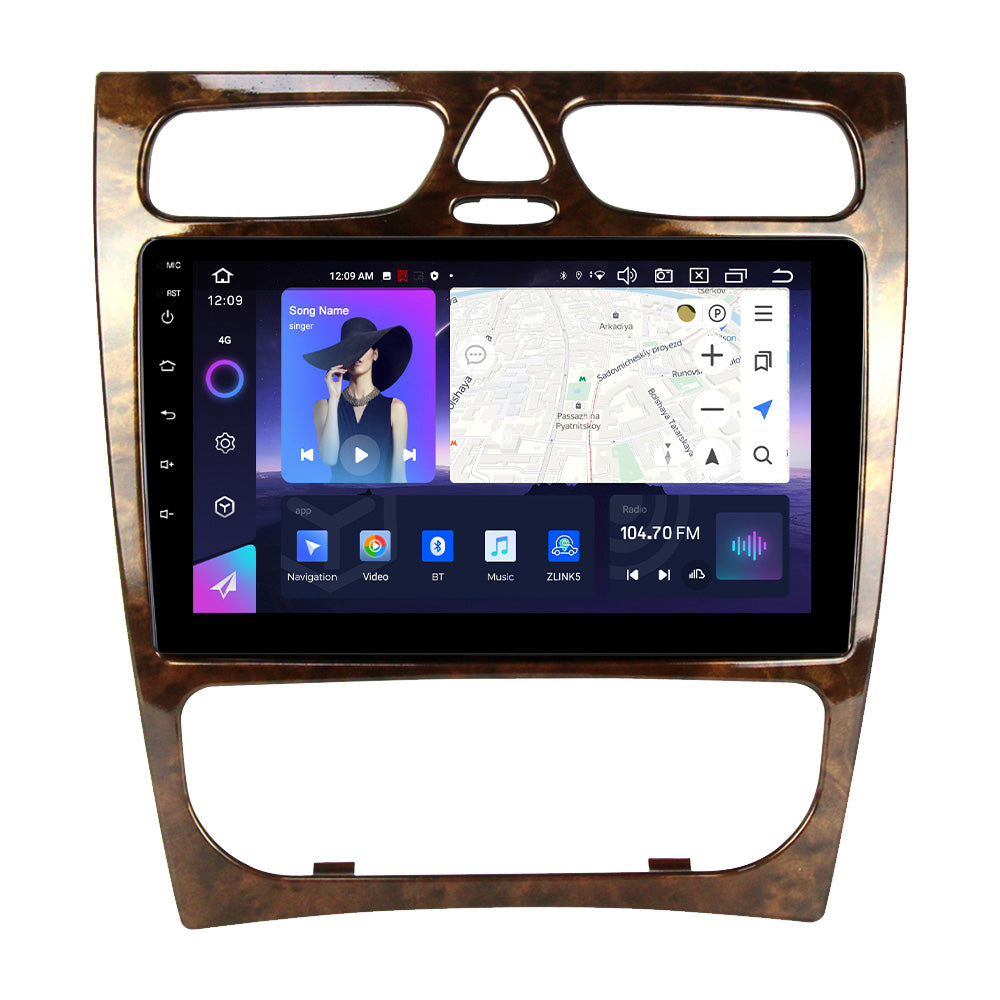 NaviFly NF Series Android 14 8G+256G 2K QLED screen CarPlay Auto DSP RDS 4GLte WIFI For Benz W209 9inch