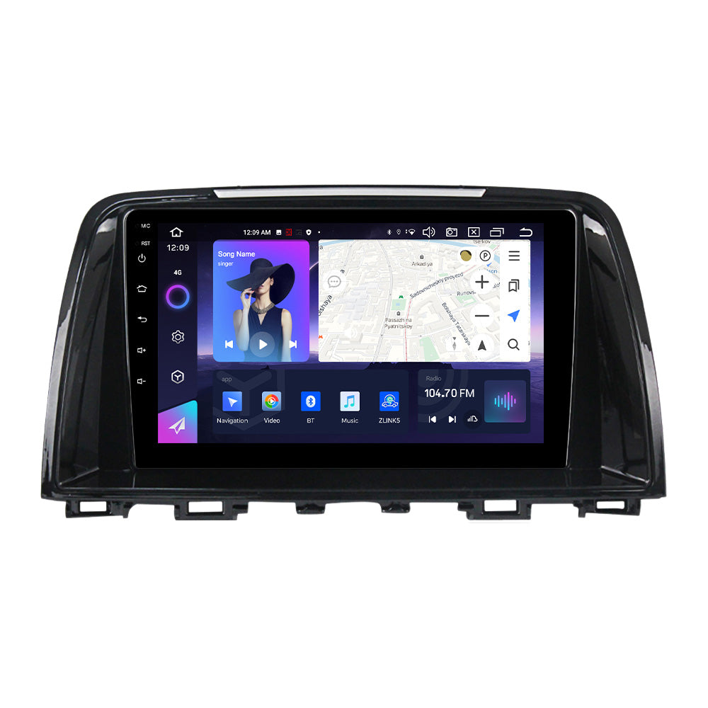 NaviFly NF Series Android 14 8G+256G 2K QLED screen CarPlay Auto DSP RDS 4GLte WIFI For Mazda 6 III 2012-2017_AB 9inch