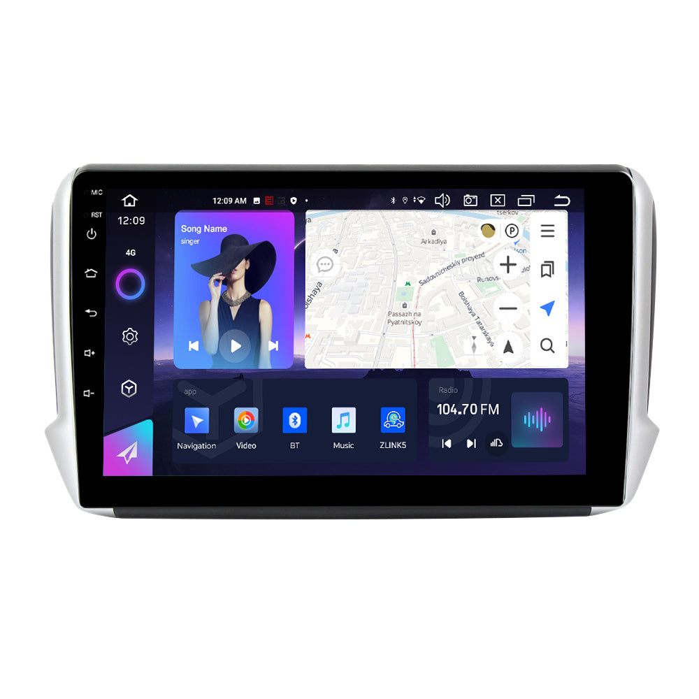NaviFly NF Series Android 14 8G+256G 2K QLED screen CarPlay Auto DSP RDS 4GLte WIFI For Peugeot 2008 2013-2020 10inch