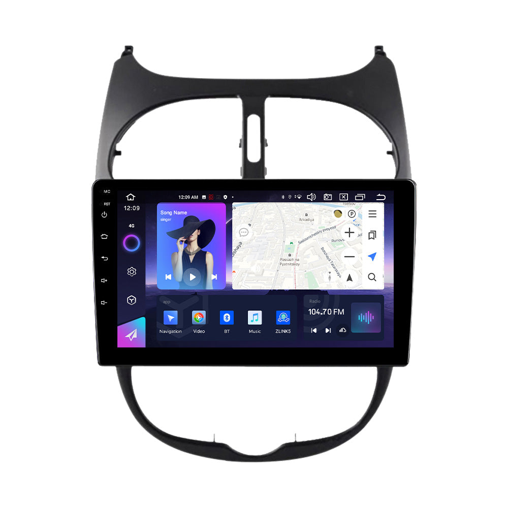 NaviFly NF Series Android 14 8G+256G 2K QLED screen CarPlay Auto DSP RDS 4GLte WIFI For Peugeot 206 2004-2008 9inch