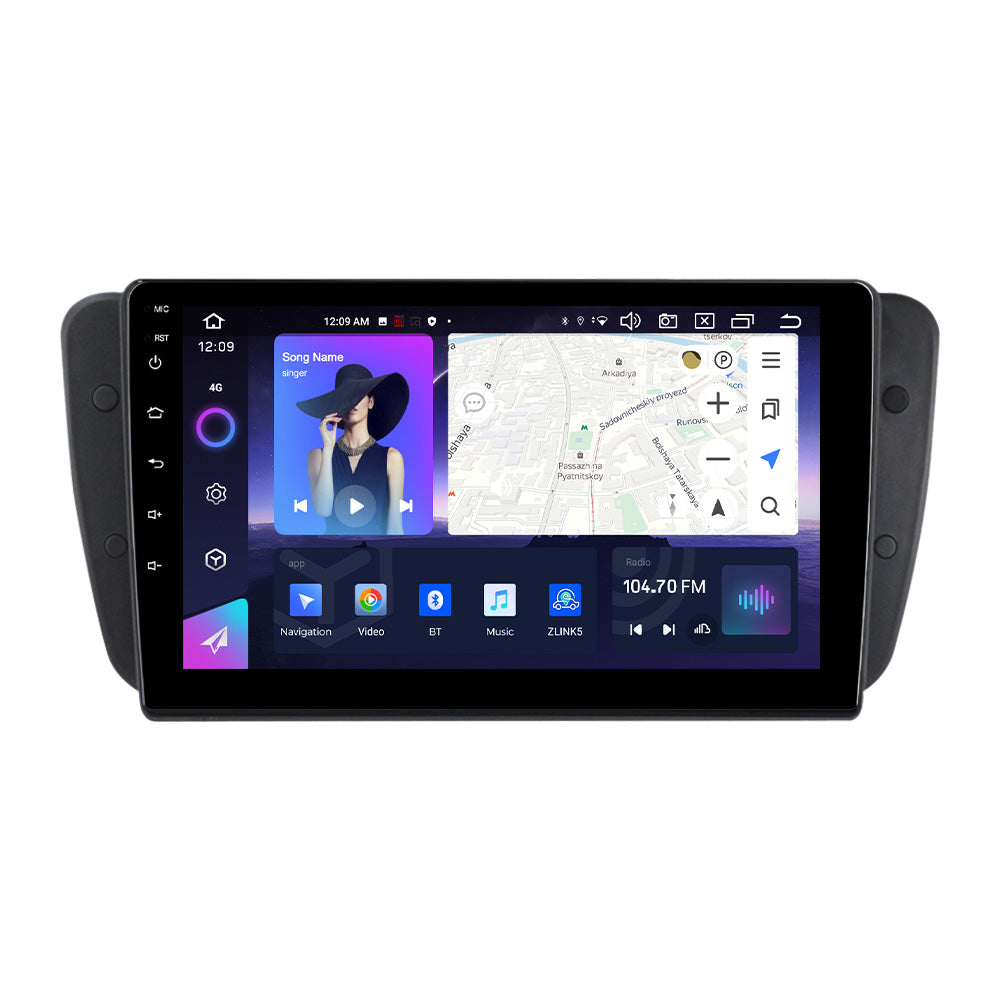NaviFly NF Series Android 14 8G+256G 2K QLED screen CarPlay Auto DSP RDS 4GLte WIFI For Seat Ibiza 2009-2013 9inch
