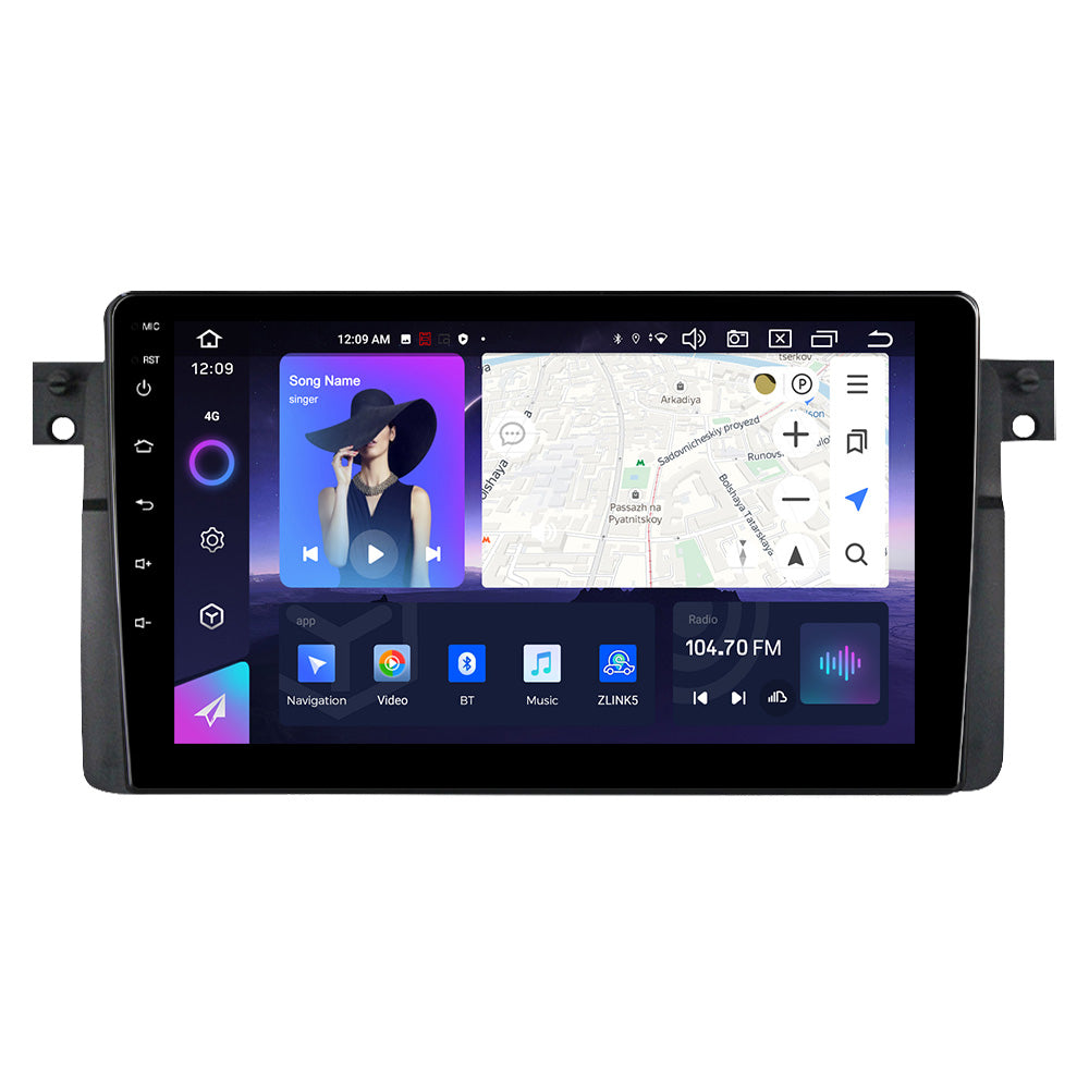 NaviFly NF Series Android 14 8G+256G 2K QLED screen CarPlay Auto DSP RDS 4GLte WIFI For BMW E46 9inch