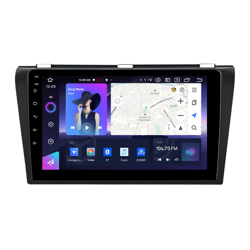 NaviFly NF Series Android 14 8G+256G 2K QLED screen CarPlay Auto DSP RDS 4GLte WIFI For Mazda 3 2004-2009 9inch