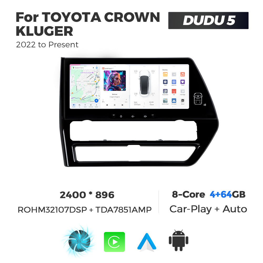 Navifly DUDU7 8core Car Audio Radio 12G+512G 12.3inch Multimedia Player 2k Screen Navigation Car-play Auto for TOYOTA CROWN KLUGER 2022-Present