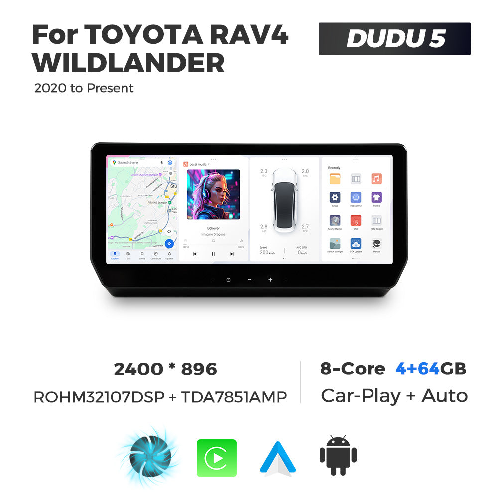 Navifly DUDU7 8core Car Audio Radio 12G+512G 12.3inch Multimedia Player 2k Screen Navigation Car-play Auto for TOYOTA RAV4 WILDLANDER 2020 to Present