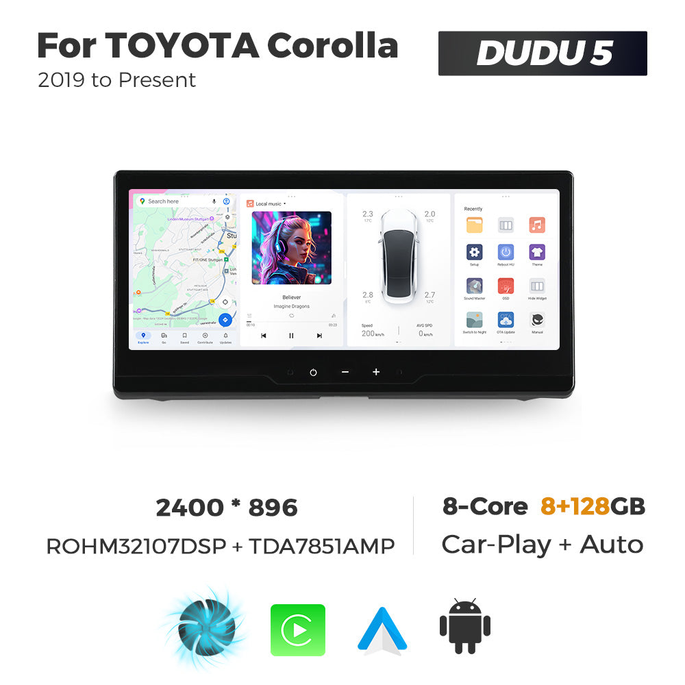 Navifly DUDU7 8core Car Audio Radio 12G+512G 12.3inch Multimedia Player 2k Screen Navigation Car-play Auto for TOYOTA Corolla 2019 to Present